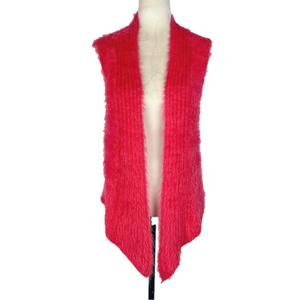 Pink eyelash knit open vest